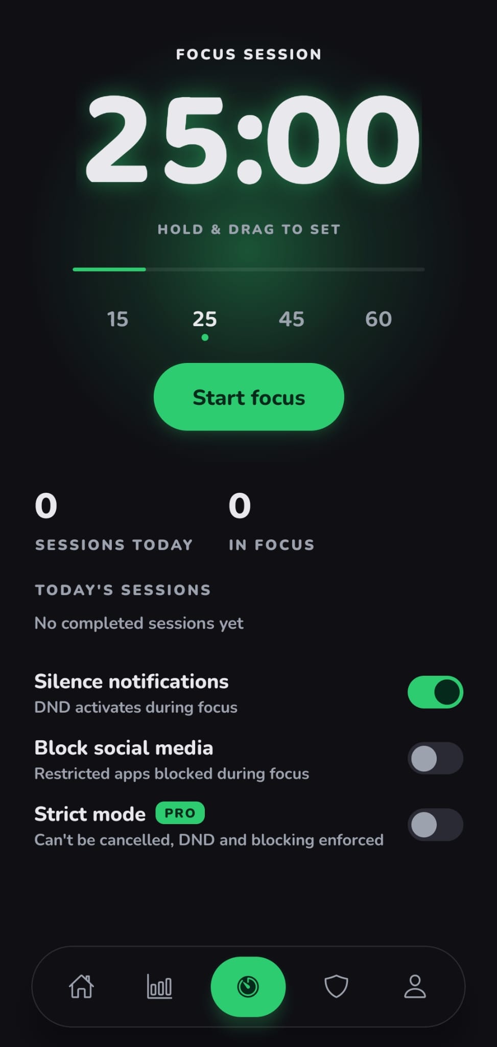 Focus session timer